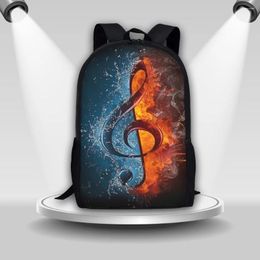 Backpack Coloranimal Ice And Fire Two Heaven Piano Notes Guitar Cool Personality Children's School Bag Casual Lightweight Zipper