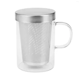 Teaware Sets 500Ml Travel Heat-Resistant Glass Tea Infuser Mug With Stainless Steel Lid Coffee Cup Tumbler Kitchen Large