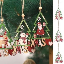 Decorative Figurines Santa Claus Wooden Elderly Pendant Vintage Coloured Elk Christmas Tree Hanging Small Year