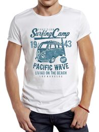 Men's T-Shirts THUB Retro Surfing Camp Men T Shirt Graphic Camping Bus Sport Cloth Vintage Beach Surf Casual Tops Hipster T Y240509