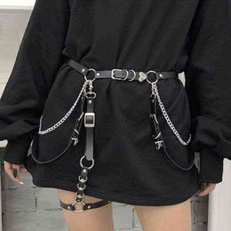 2022 Fashion Trend Women Men Gothic Handmade PU Leather Harness Belts Body Bondage Waist Straps Punk Rock Stylish Accessories Y220301 200Z