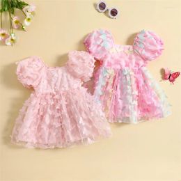 Girl Dresses Cute Toddler Girls Princess Dress Infant Baby Short Puff Sleeve 3D Butterfly Tulle A-line For Party Daily