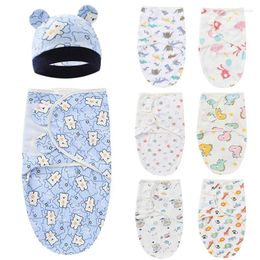 Blankets Born Summer Waddle Wrap Hat Baby Receiving Blanket Bedding Cartoon Cute Infant Sleeping Bag For 0-6 Months Accessories