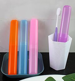 Candy Colour Travel Plastic Toothbrush Storage Box Hiking Camping Portable Colourful Toothbrushes Holder Cover Case1020538