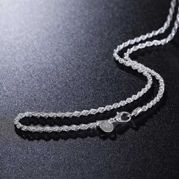 Chains 925 Sterling Silver Necklace 16/18/20/22/24 Inches Beautifully 3MM twisted rope chain for Women Fashion Jewellery Gifts d240509