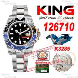 126710 Batman K3285 Automatic Mens Watch KING Blue Ceramic Bezel Black Dial 904L OysteSteel Bracelet Super Edition Same Serial Card Reloj Puretimewatch PTRX