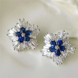 Stud Earrings Huitan Gorgeous Blue Cubic Zirconia Engagement Wedding Party Accessories For Women Fashion Jewelry