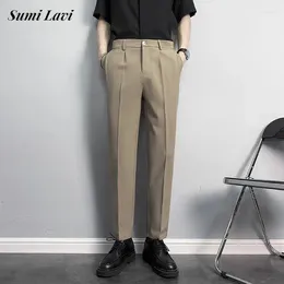 Men's Pants West Trousers Men 2024 Spring Fashion Office Business Suit Mens Casual Solid Color Slim Fit Straight Trendy Man
