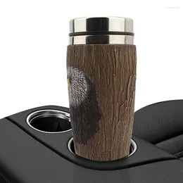 Water Bottles Coffee Tumblers With Lids Stainless Steel Cup Artificial Tree Bark Appearance 400ml Double-Layer Tumbler For Travel Home