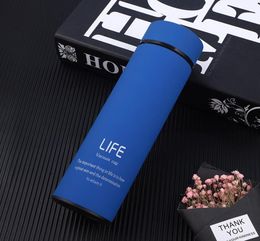 Whole 304 Stainless Steel Water Bottle 500ML Long Bottle Solid Letter Print Mug Vacuum Thermal Insulation Water Cup DBC DH05741940450