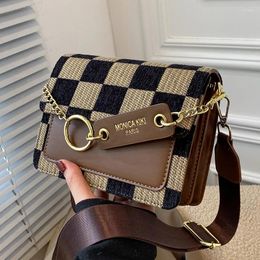 Evening Bags Checkerboard Small Fabric PU Leather Flap Crossbody For Women Fashion Handbags Lady Shoulder Purse