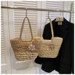 Shoulder Bags Summer Straw Handbag For Women Hollow Paper Woven Big Tote Beach Bag Ladies Fashion Shopper Purse