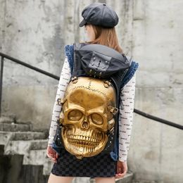 Backpack Men's 3D Gothic Skull Women Punk Leather Backpacks With Hood For Teenagers Large Capacity Gril Laptop Male Travel Bag