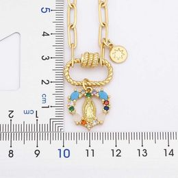 Braccialetti di nozze nuovo design rame zircone colorato cristallo virgin mary a catena a pendente bracciale per femmine femminile di gioielli per feste di matrimonio femminile