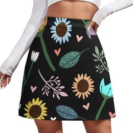 Skirts Happy Nature Print Mini Skirt Korean Style For Woman Dress Women Summer Satin