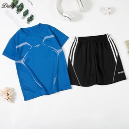 Dupbbped Kids Running Clothes Sets Boys Football Jersey Short Sleeve Children Sports Training Uniforms Soccer Jerseys Night run 240509