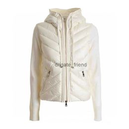 Arm Badge Womens Down Jacket Twill Design Hooded knit jacket Winter warm down jackets Size S--L