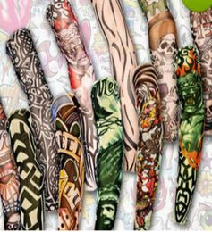 12pcs mix elastic Fake temporary tattoo sleeve 3D art designs body Arm leg stockings tatoo cool6021157