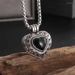 Pendant Necklaces Vintage Romantic Heart Box Inlaid Black Zircon Necklace Couples Anniversary Premium Gift