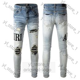 Man Jeans Designer Pants Purple Jeans Brand Mens Jeans Skinny Hole Ripped Biker Pants Skinny Pant High Street Hole Leg Fit Men Womens Trousers Stretch fb1c