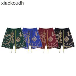 Rhude High end designer shorts for Fashion letter cashew jacquard knitted sweater casual shorts for men and women high street capris With 1:1 original labels