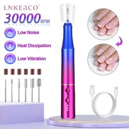 Lnkerco 30000RPM Nail Drill Machine Gradient Colour Electric Sander For Manicure Milling Cutter Set Gel Polish Remover Tools 240509