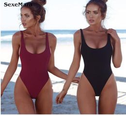 Thong Black Sexy One Piece Swimsuit Solid Female Women Fused Swimwear Backless White Brazilian May Bather Monokini XL9434432