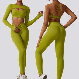 Lu Align Set 2024 Autumn Winter 3pcs 3 Pcs Sets For Women Yoga Nude Feeling Sports Suit Gym Wear Lemon LL Gym Sport Running