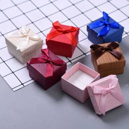 Jewelry Boxes Colorful Bow Cardboard Jewelry Boxes Small Gift Boxes Ring Storage Container Jewelry Display Tool Valentines day Anniversary