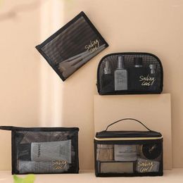Storage Bags Large Capacity Black Mesh Cosmetic Bag Transparent Make Up Pouch Organiser Travel Case Women Toiletry Portable