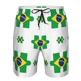 Men's Shorts Swim Summer Swimming Trunks Beach Surf Board Male Clothing Pants Brazil Flag