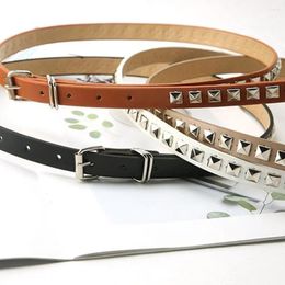 Belts Alloy Waistband Fashion Retro Belt Accessories Thin Rivet Waist PU Leather Strap