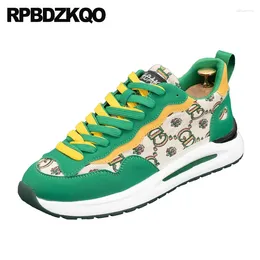 Casual Shoes Print Sneakers Elevator Athletic Letter Men Flats Lace Up Round Toe Trainers Canvas Multi Coloured Patchwork Sport Skate