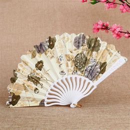 Chinese Style Products Vintage Chinese Style Performances Hand Held Fans Silk Folding Bamboo Dance Fan Home Decoration Ornaments Wedding Party Decor