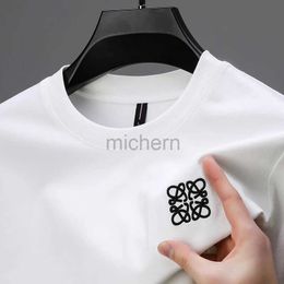 Men's T-Shirts Luxury brand mens T-shirt 2014 Spring summer new O-neck embroidered long sleeved British trend fashion version mens clothing d240509