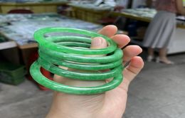 Bangle 100 Real Jade Bracelet Full Green Jadeite Jasper Bangles Fit Adult Women Hand Jewellery Couple5365892