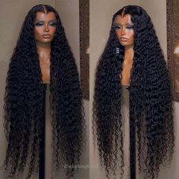 40 Inch Indian HD Curly Lace Front Human Hair Glueless Deep Wave Frontal Wet and Wavy Synthetic Wig for Black Women 4741