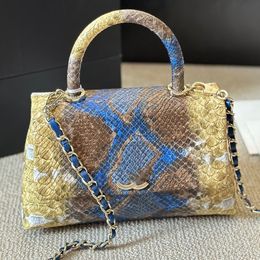 Portable Calfskin Leather Designer Women Handbag Colorful Gradient Lizard Skin Pattern Ladies Totes Bag Gold Hardware Matelasse Chain Summer Shuolder Bag 22x14cm