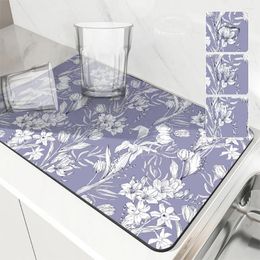 Table Mats Coffee Cup Drying Mat Solid Color Tulip Non-slip Absorbent Diatoms Tableware Kitchen Counter Drain Bar