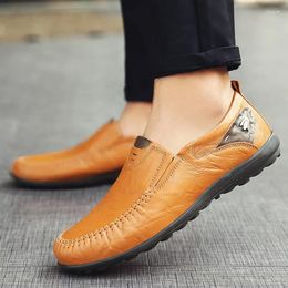 Casual Shoes Men's Leather Simple Stylish Loafers Plus Size Summer Business Moccasins