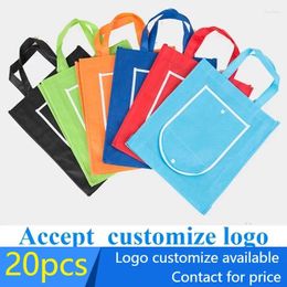 Storage Bags 20 Pcs Custom Logo Printing Non-woven Bag / Totes Portable Shopping For Promotion And Advertisement 80gsm Fabric