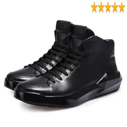 Casual Shoes Brand England Style Quality Mens Genuine Leather Pigskin Lace Up Fashion Breathable High Top Thick Bottom Male