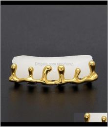 Grillz Dental Body Teeth Grillz Volcanic Lava Drip Gold Grills Mens Hip Hop Jewelry Zdj3V1165939