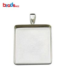 Beadsnice 925 Sterling Silver Square Pendant Base fit 25mm Cabochon Bezel Setting for DIY Jewelry Making ID267263157862