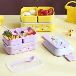 Lunch Boxes Bags Cute Lunch Box Portable Double-layer Microwave Food Plastic Picnic Bento Box For Girls School Kids Compartment Insulation Box