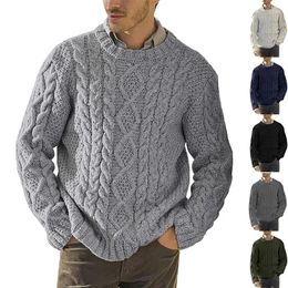 Men's Jackets Fall/Winter Sweaters Men Solid Colour Round Neck Long Sleeve Knitwear Jacket