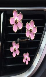 Car Air Freshener 4Pcs Perfume Clip Cute Small Flowers Pink Accessories Interior Woman Vent1083640