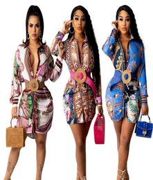 Fashion Women Shirt Dress Long Sleeve Vestidos Designer Dresses Colorful Painted One Piece Whole Clothing Size S3XL3102184