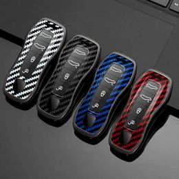 Car Key Zinc Alloy Carbon Fibre Car Remote Key Case Fob For Porsche Cayenne Macan 911 Boxster Cayman Panamera Key Holder Protector Auto T240509