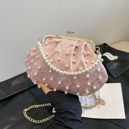 Summer Pink White Seashell Shape Small Clutches Handbags Classic Fashion Ladies Daily Shoulder Bag Crossbody Chain For Women 240430